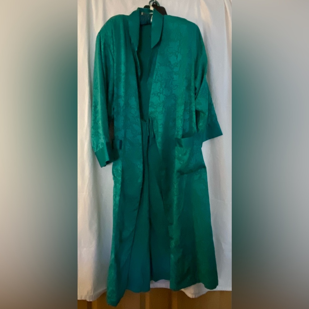 Green silky robe